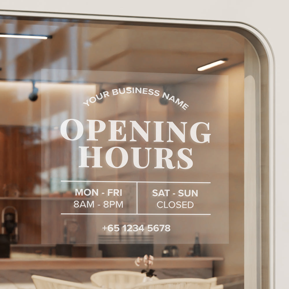 Opening Hours (Transparent Sticker)