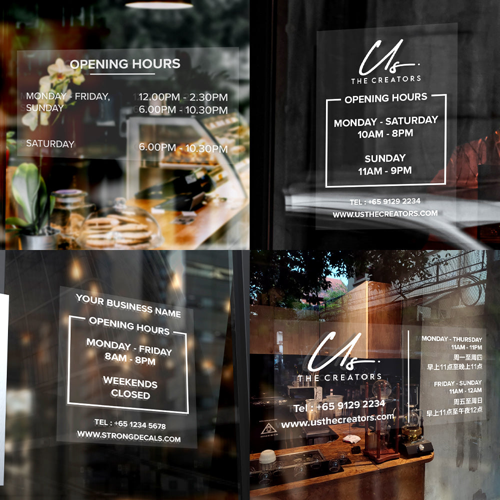 Opening Hours (Transparent Sticker)